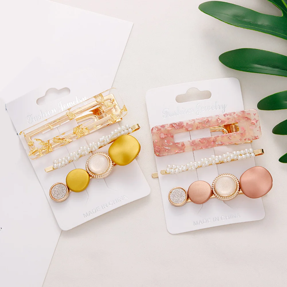 2-3 шт./компл. жемчужные ацетатные геометрические заколки для волос женщин девочек