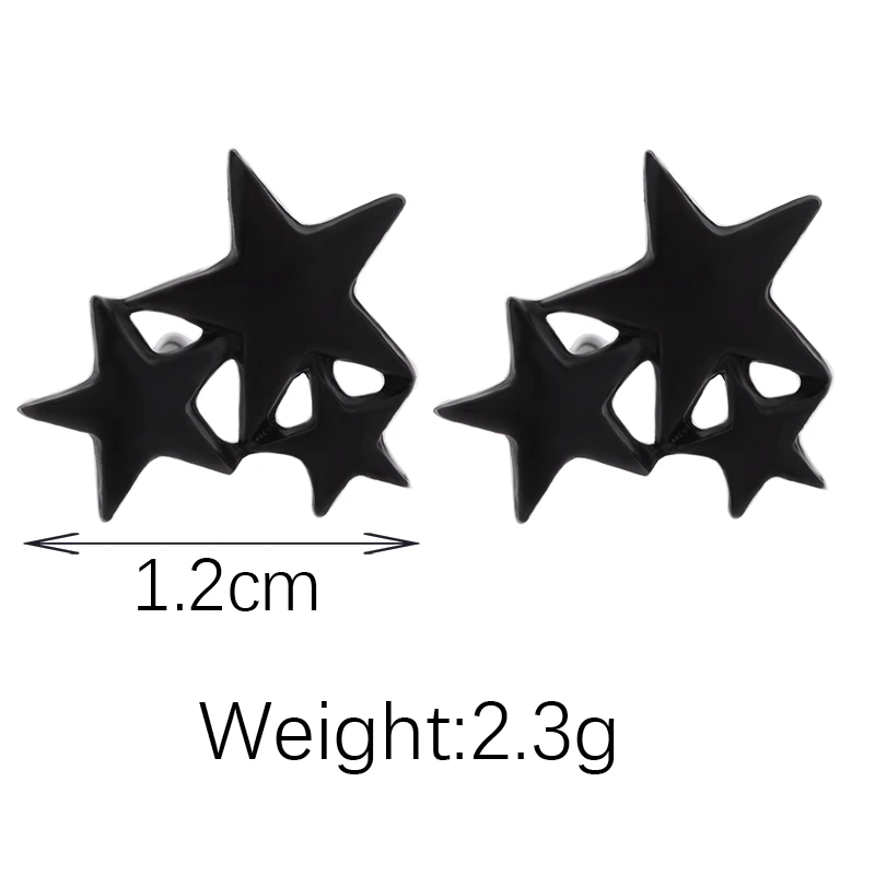 Женские милые серьги гвоздики золотистого черного и серебряного цвета с тройным