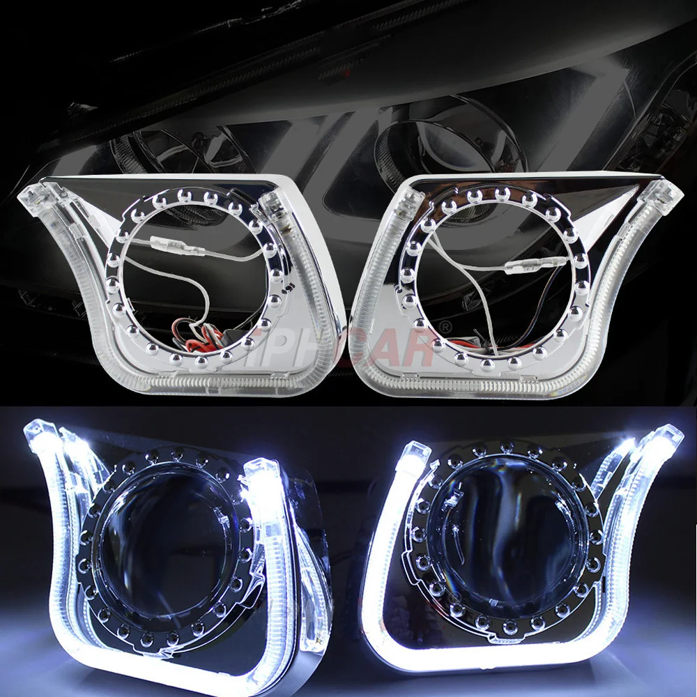 3," дюймовая Форма led angel eye DRL кожух крышка декоративная маска для 2,5"/3,0 Би-ксеноновые линзы проектора украшение для автомобиля