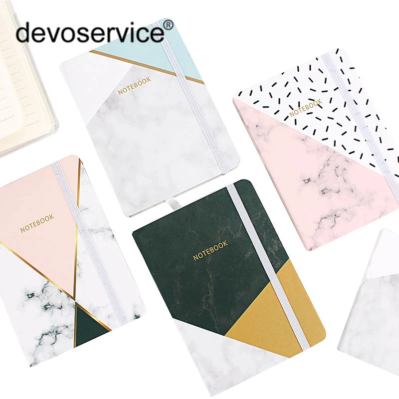 

4Pcs New A7 A6 Notebook Paper 96 sheets Marble Pattern Lined Memo Pad Notebook Weekly PlaSketch Book Office School Supplies Gif