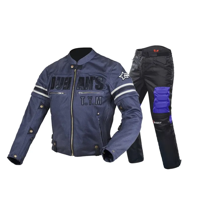 Blue Suit DUHAN, мотоциклетные наборы курток, ветрозащитная куртка и штаны, комплект защитного снаряжения, защитный костюм для верховой езды, мотоциклетные штаны, мотоциклетная куртка - Цвет: Blue Suit
