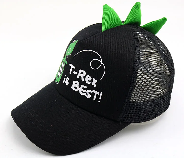 mesh black Детские шляпы для мальчиков и девочек, бейсбольные кепки с маленьким динозавром, дышащая сетчатая шляпа, новая летняя детская Солнцезащитная шляпа, Корейская милая детская бейсболка - Цвет: mesh black