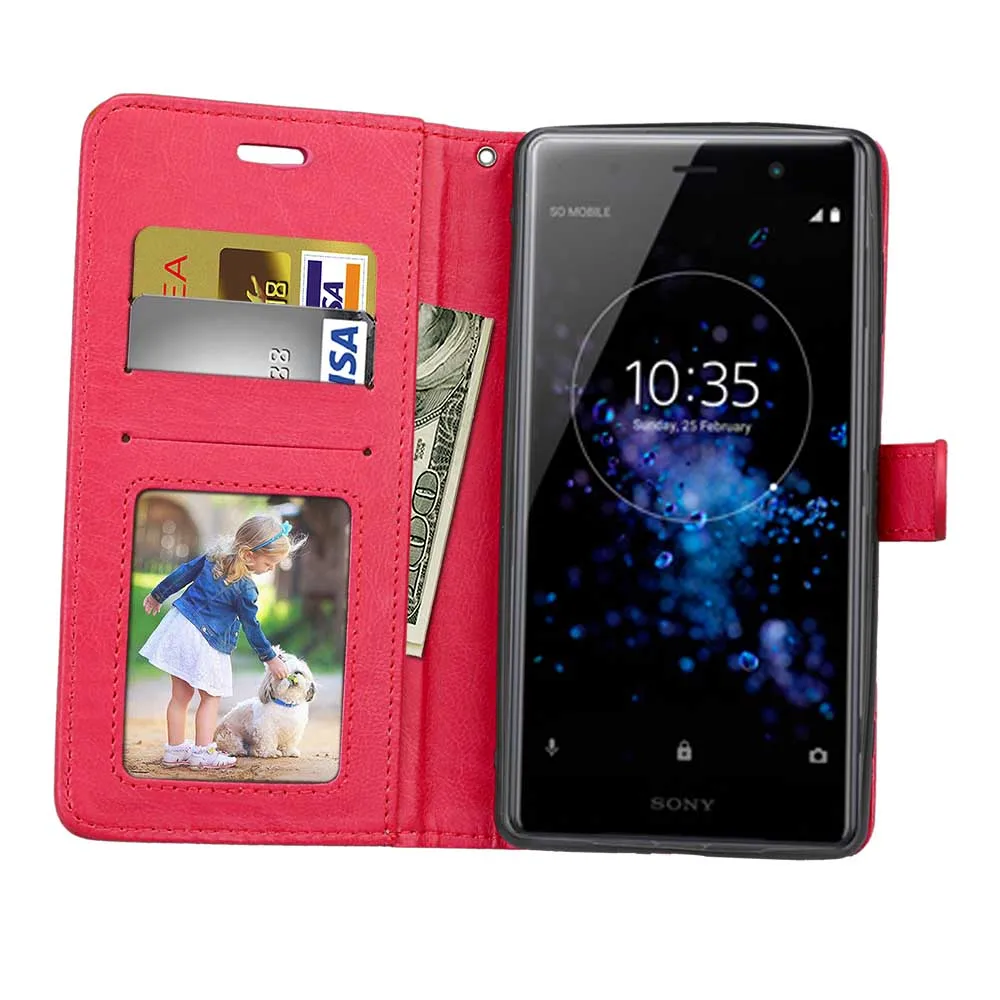 Многофункциональный 3 слота для карт чехол Sony Xperia L2 XA2 Ultra XZ2 Премиум Kickstand Бумажник