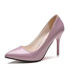 2019 Лидер продаж Женская обувь туфли-лодочки с острым носком Лакированная кожа под платье ботинки на высоком каблуке; Свадебные туфли; Zapatos Mujer; Цвет синий, винно-красный