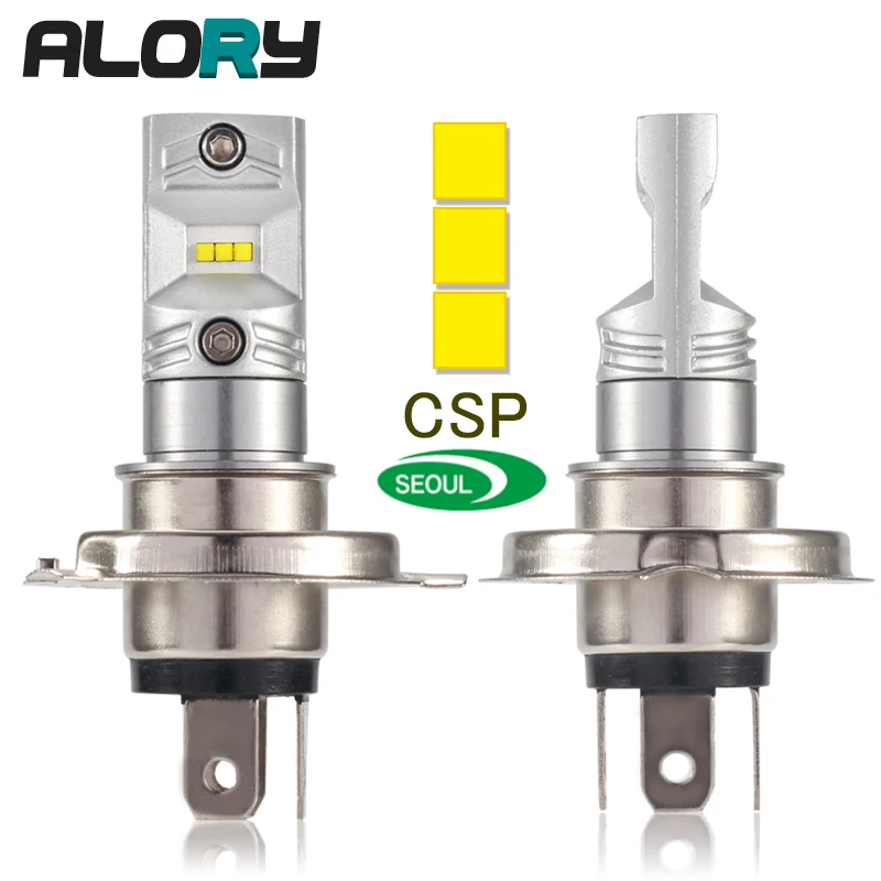ALORY 2 шт. H4 светодиодный 9003 HB2 один луч автомобиль лампы Мотоциклы CSP Y19 15 Вт 1800LM