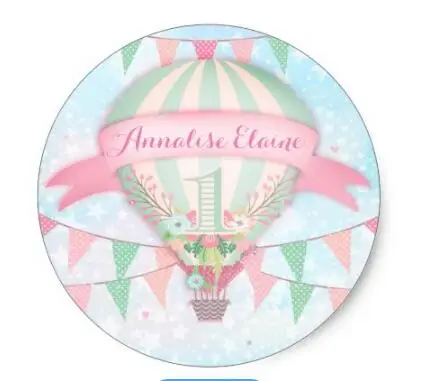 

1.5inch GC Hot Air Balloon First Birthday Sticker Round 2