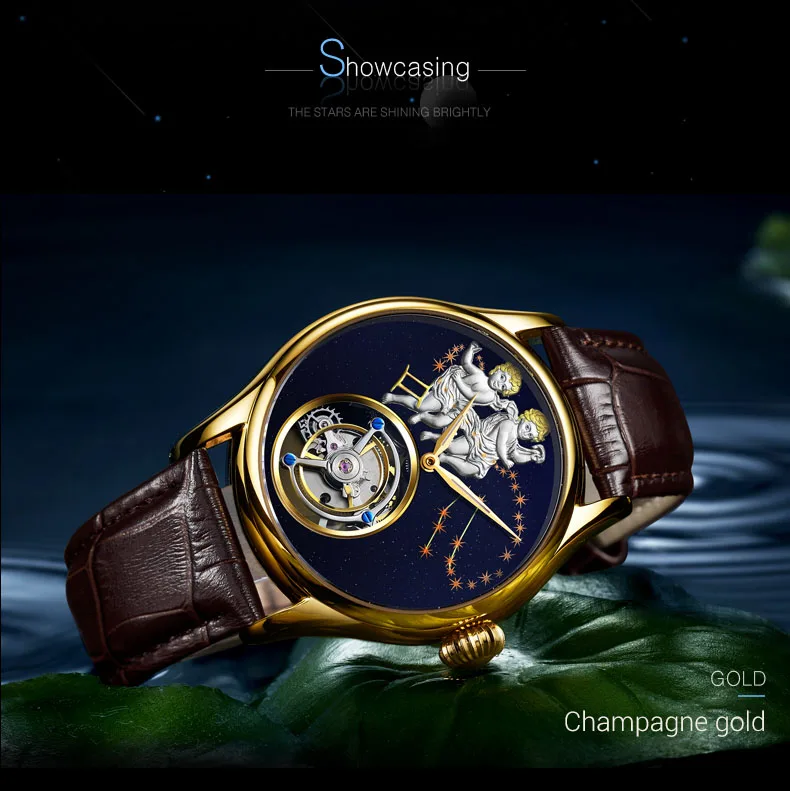 Ограниченная серия Gemini Tourbillon мужские наручные часы лучший бренд класса люкс Женские Tourbillon механические часы reloj hombre