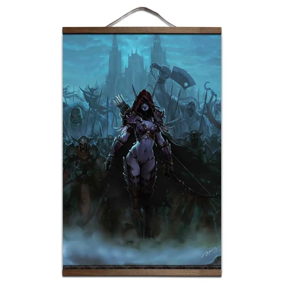 6 Плакат для World of Warcrafts Sylvanas Windrunner постеры печати на холсте украшения живопись с твердой древесины Висячие свиток - Цвет: 6