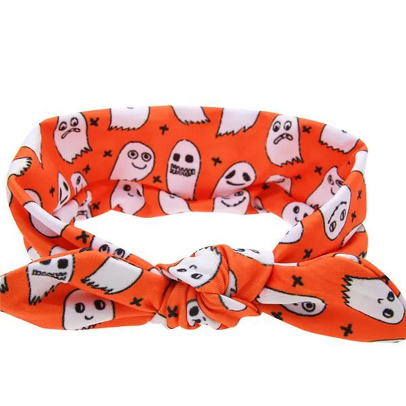 6 Цвета Хэллоуин бантик в виде кроличьих ушек и бантом мягкой принтованной