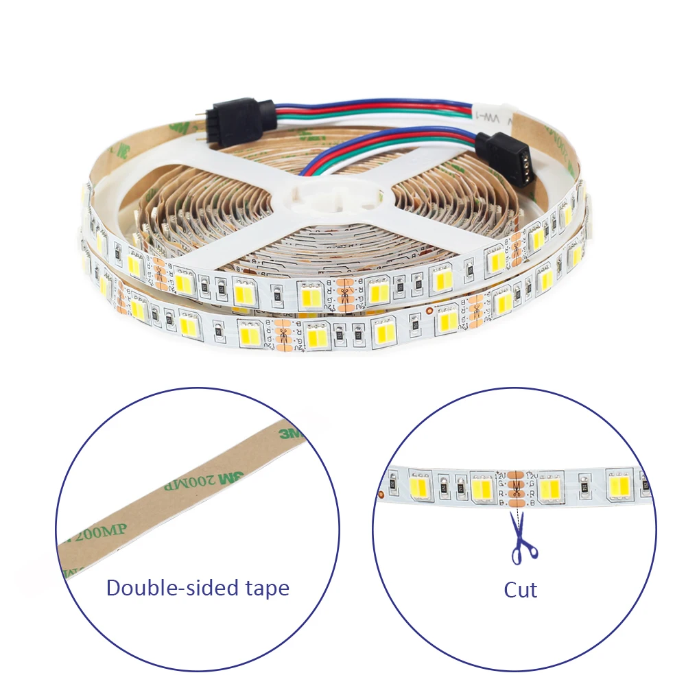 Светодиодный светильник DC 12 В 5050 60 s/m 5 м/лот белый/теплый белый/CCT белый + теплый в