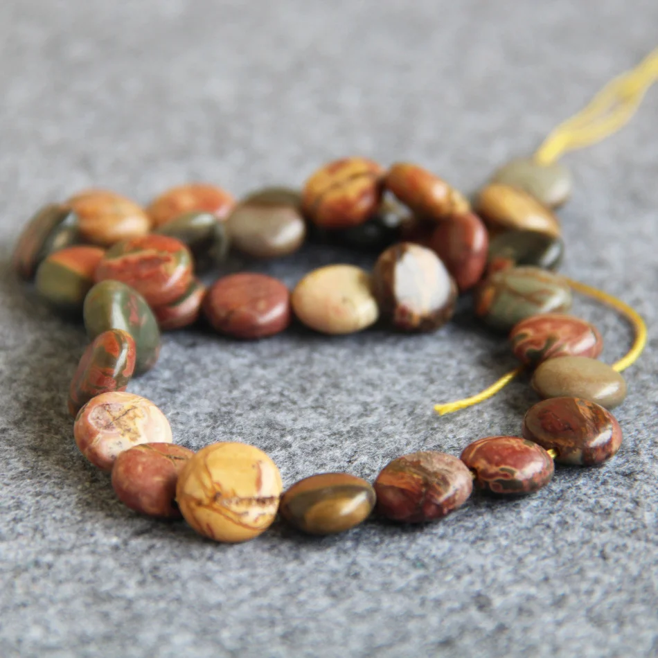 

New 12mm multicolor Picasso stones beads chalcedony loose 15" 2pc/lot Coin shape Jewelry making design wholesale