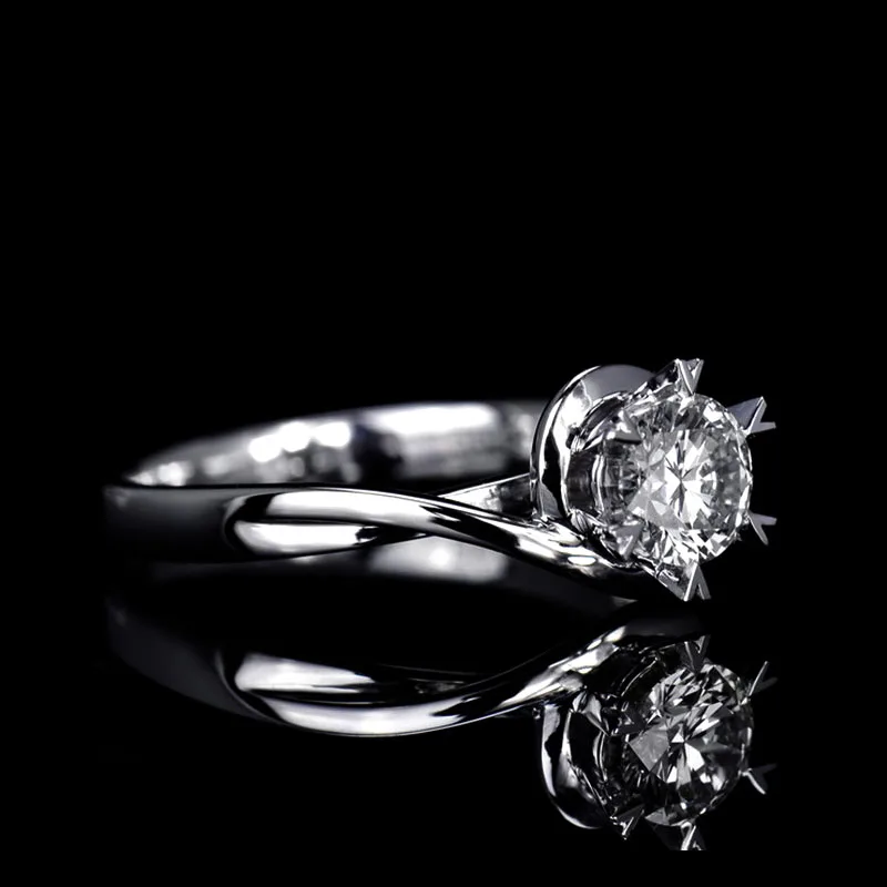 Настоящее серебро 990 пробы свадебные кольца для женщин в форме сердца шесть