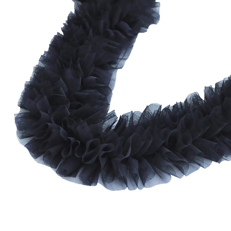 Плиссированная юбка-баллон с кружевной отделкой, 3 метра, 12 см, сетчатая кружевная лента с рюшами, сборная кружевная ткань, аксессуары, кружевная юбка-пачка, свадебное украшение