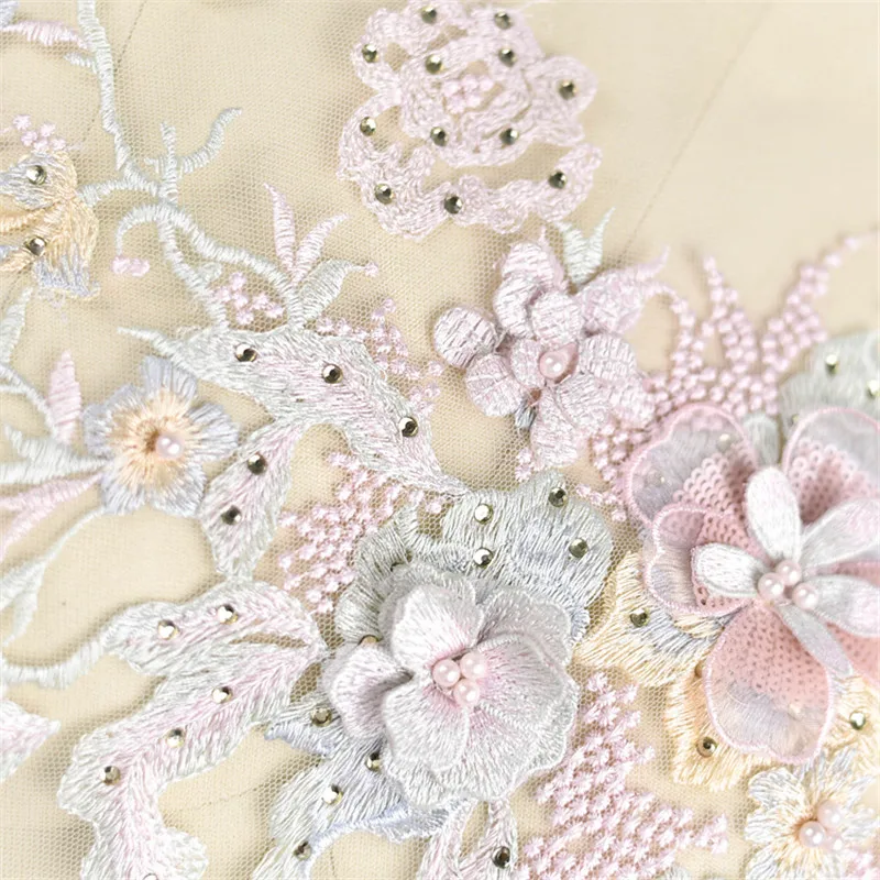 1Piece 35X 28cm Sequins Beaded Flower Floral Venice Venise Gold Glitter Lace Applique Sewing Trims DIY Craft BD0155 | Дом и сад