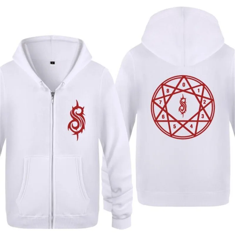 white hoodie 4 Для мужчин s Толстовка Rock Slipknot толстовки Для мужчин хип-хоп флисовая куртка на молнии с длинными рукавами пальто толстовка скейт уличная костюм зимний - Цвет: white hoodie 4