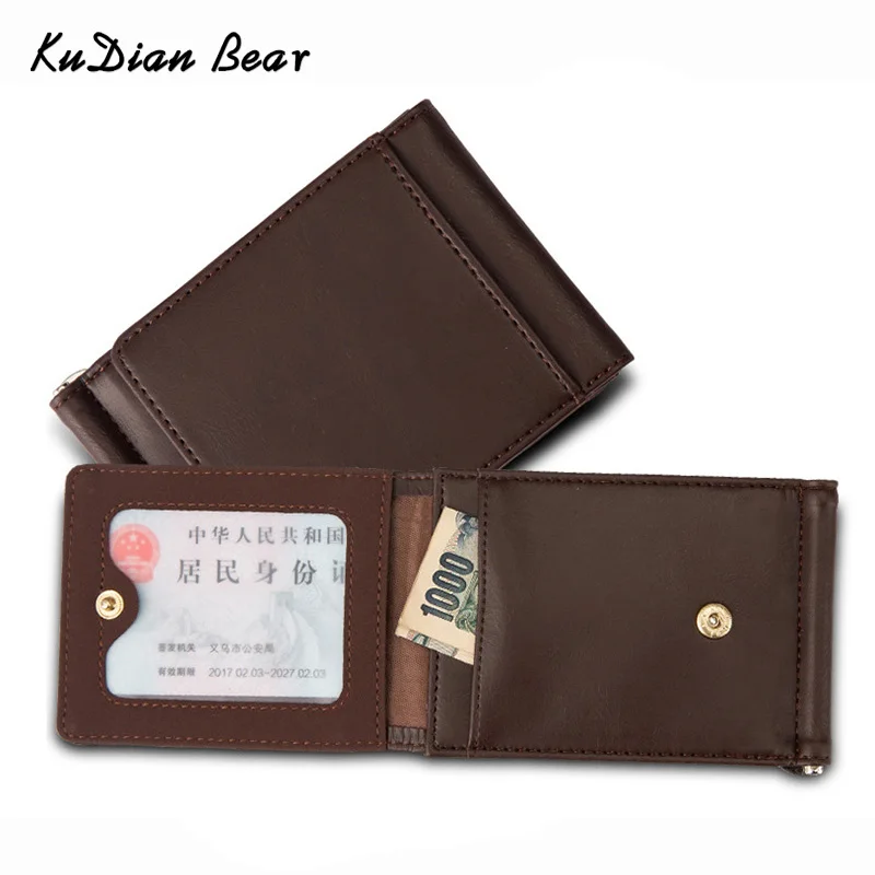 KUDIAN BEAR минималистичный кошелек с зажимом для денег Мужской в три сложения