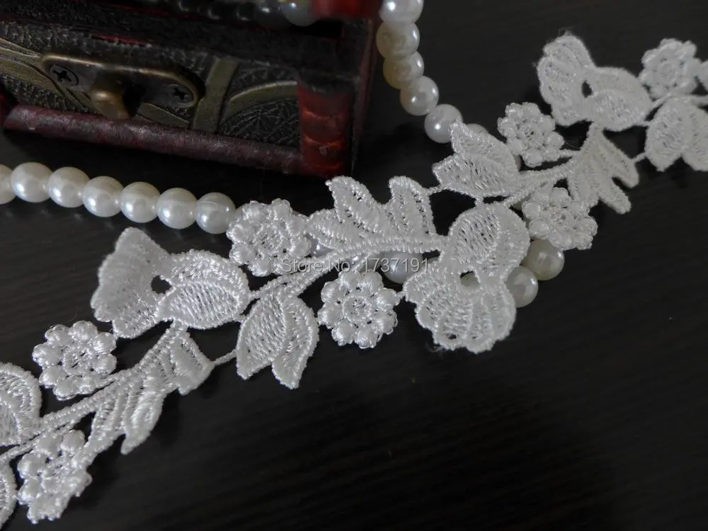 Белая вышитая Венецианская кружевная отделка 5 ярдов из полиэстера с