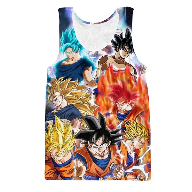 Аниме Dragon Ball Z мужские летние Майки Топы Супер Саян Гоку белый Бог Вегета Dragon Ball майка для занятий бодибилдингом Спортивная одежда для фитнеса