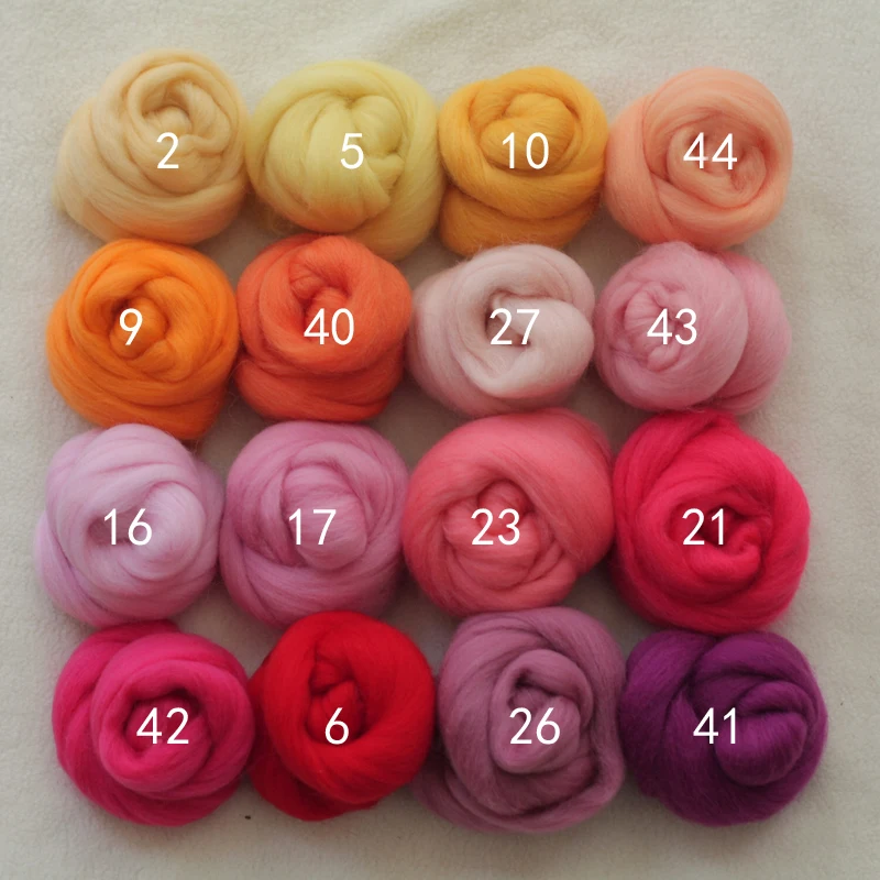 

Merino Wool 64S Handmade materials diy poke fun wool strip wool felt 5g/color 16colors