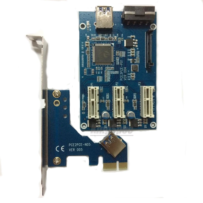 Pci-e Экспресс 1X 3 Порты и разъёмы 1x переключатель множитель концентратора Riser Card + USB