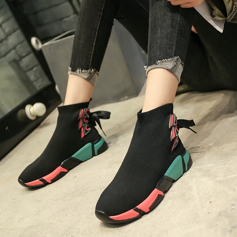 Kjstyrka/; zapatos mujer; Модные дышащие женские кроссовки; tenis feminino; обувь на танкетке для женщин; высокая обувь с перекрестными ремешками
