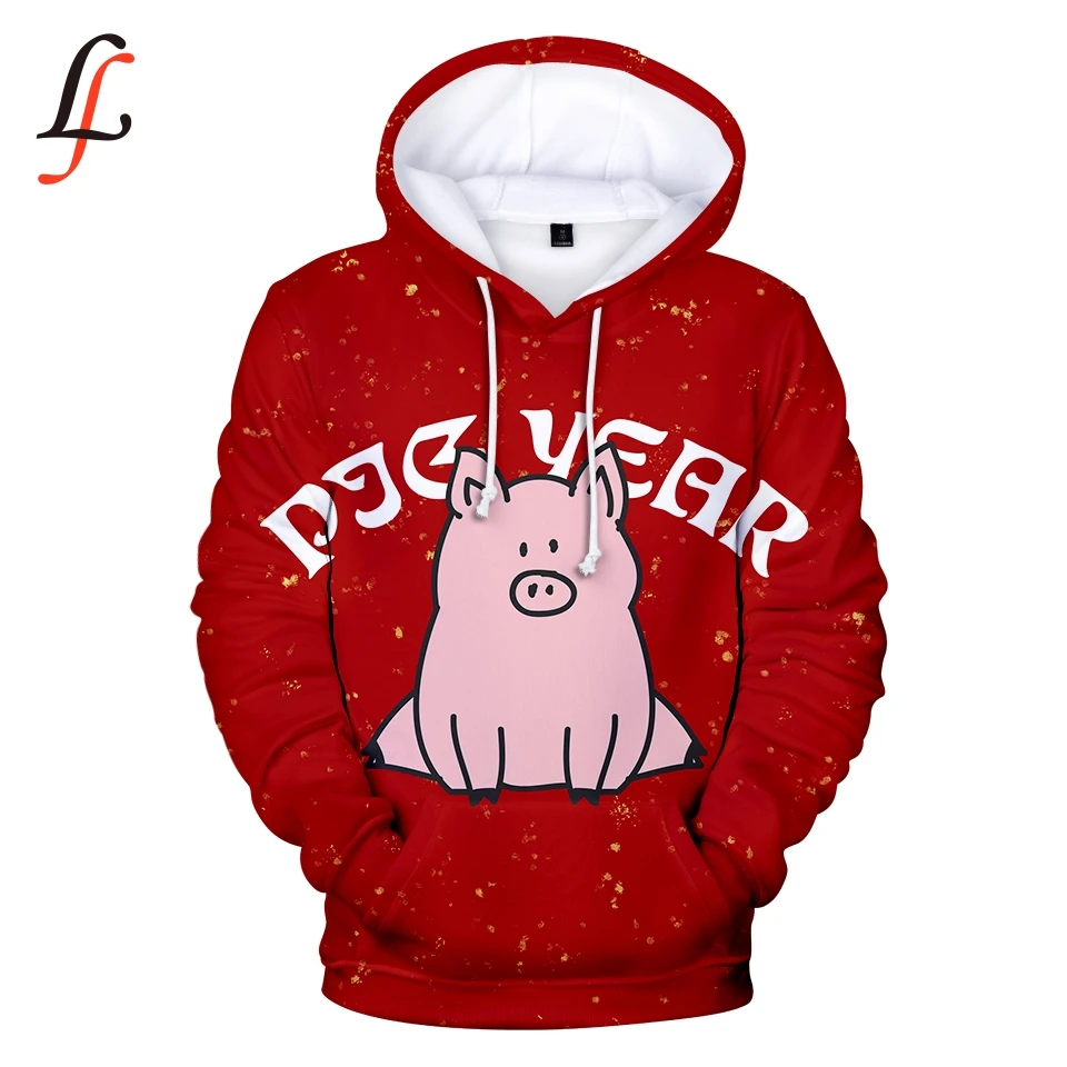Kpop толстовка с капюшоном HAPPY Pig 3D принт женский и мужской уличный сверхразмерный