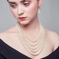 2018 new pearl necklace with earrings jewelry earrings jewelry for woman statement glass pearl necklace nice quality wholesale