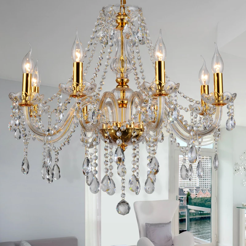 

Golden chandelier Lighting Living room Bedroom Kitchen Dining room luminaire light fixtures Indoor hotel stairwell chandelier
