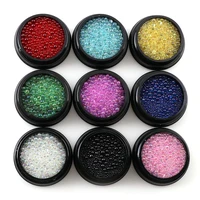 1 box 0 6 3mm mini bubble ball beads bottom colorful pink crystal glass beads for diy uv resin filling 3d nail art decorations