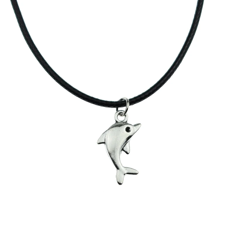 Fashion Tibetan Cute Dolphin Pendants Leather Chain Vintage Necklaces for Women Men Lucky Valentines Gift Jewelry | Украшения и