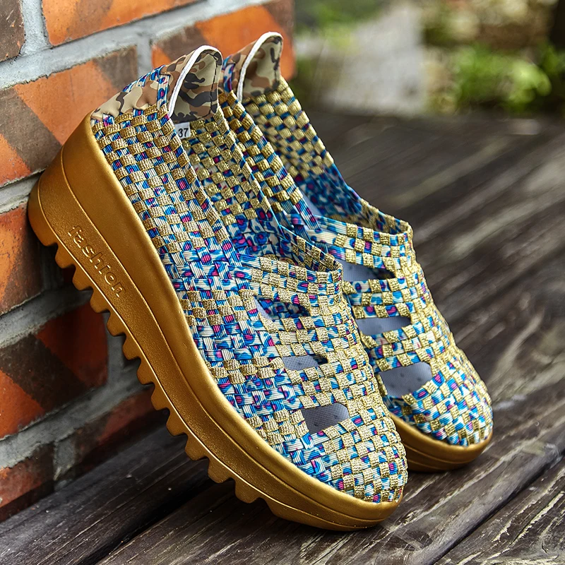 Очаровательная модель 2017 года женская обувь без застежки вязаная на плоской