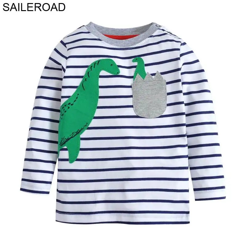 Футболка Детская осенняя из хлопка с принтом динозавра|baby t-shirt|cotton boysdinosaur child |