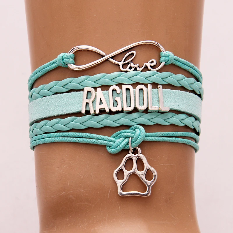 Браслет с надписью Infinity love Ragdoll и браслеты котом лапой Очаровательные кожаные