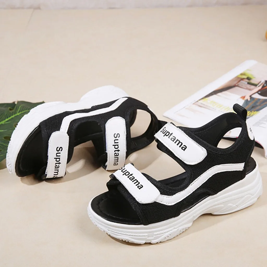 Женские сандалии на платформе летние пляжные плоской подошве спортивные новинка