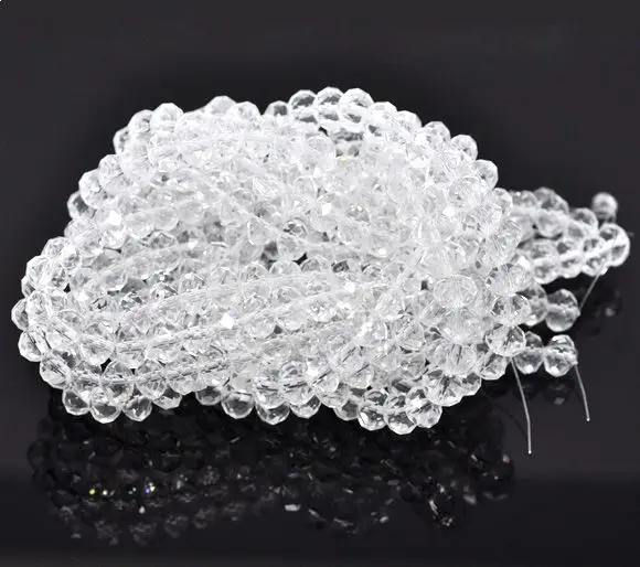 

DoreenBeads Retail Clear Crystal Glass Faceted Rondelle Loose Beads 5040 8x6mm,sold per pack of 5 strands