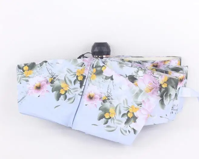 5 Folding Mini Sun Umbrellas Fashion 8K Flower Pocket Umbrella Women Outdoor Business Parasol Female Folding Umbrella Paraguas - Цвет: light blue