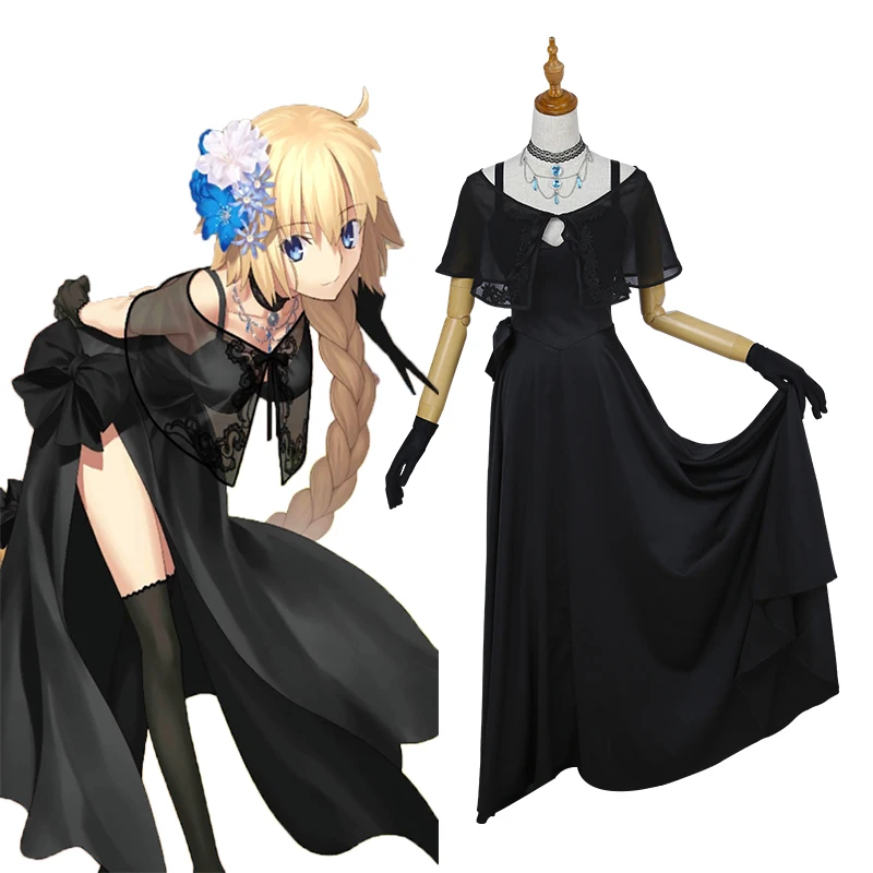 Костюм для косплея Игра FGO Fate Grand Order черное платье Сабер костюм Джоан д 'Арк