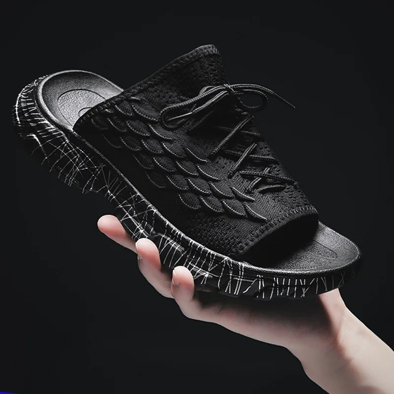 Vietnamese slippers fashion wear new 2019 summer fly woven fish-scale flip-flops men's slip-resistant trend beach shoes | Обувь