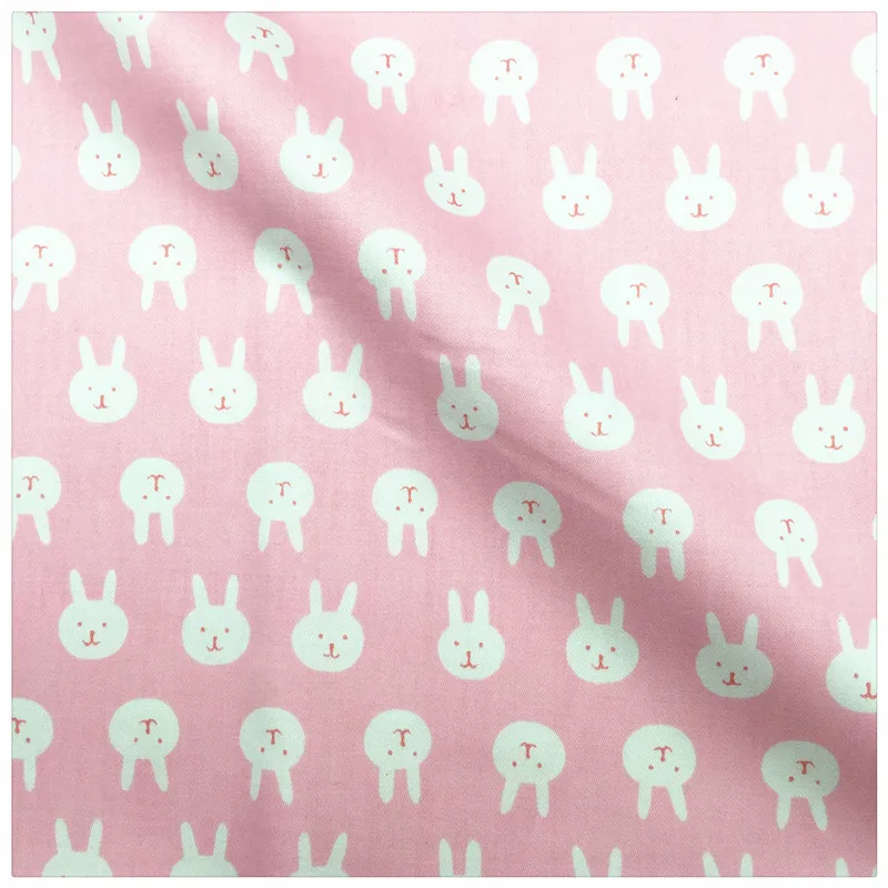 Розовая саржевая хлопчатобумажная ткань с принтом в виде Головы Кролика