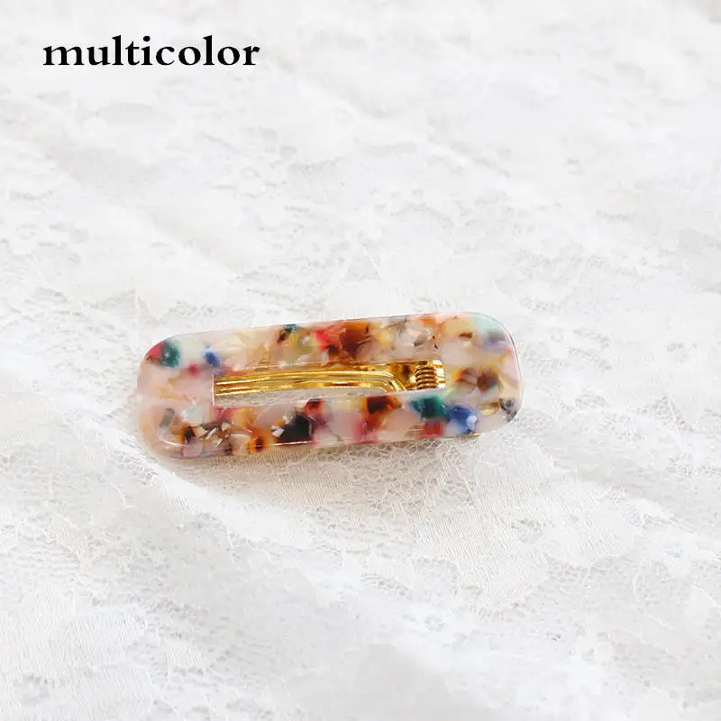 multicolor Винтажные полые ацетатные заколки для волос, женские леопардовые мраморные текстурированные геометрические Заколка-Утконос, заколка для волос, аксессуары для волос - Цвет: multicolor