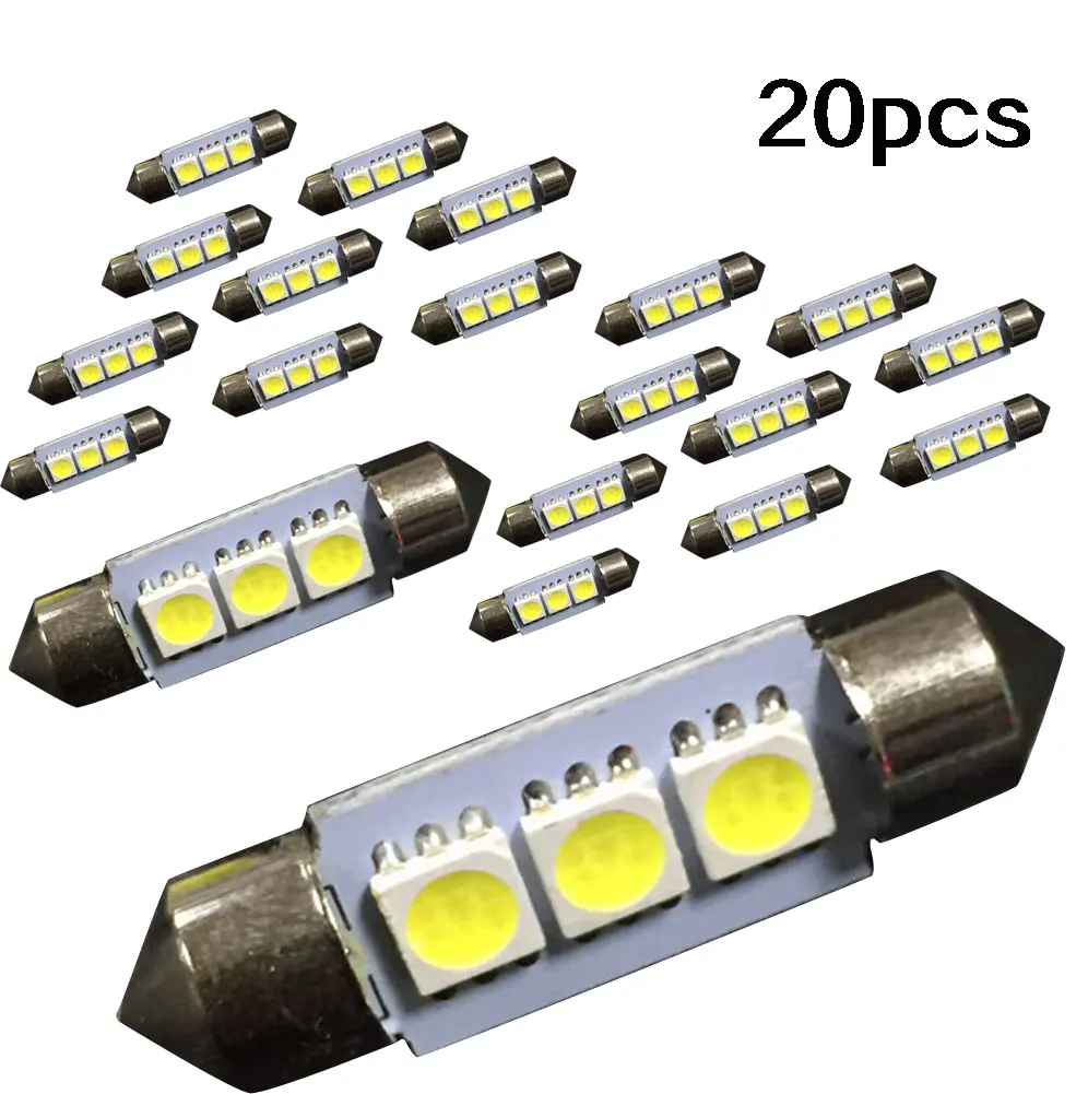 10 шт. 36 мм 3 SMD 5050 светодиодная лампа для автомобильного интерьера Festoon Dome