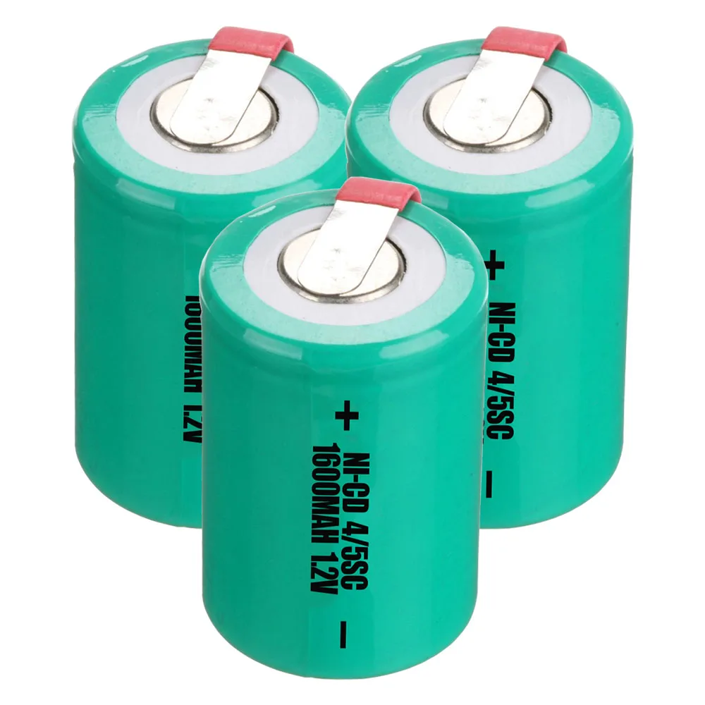 3 шт. 4/5SC батареи 1.2В SUBC перезаряжаемые Высокая дренажная 1600mah с вкладками цвет