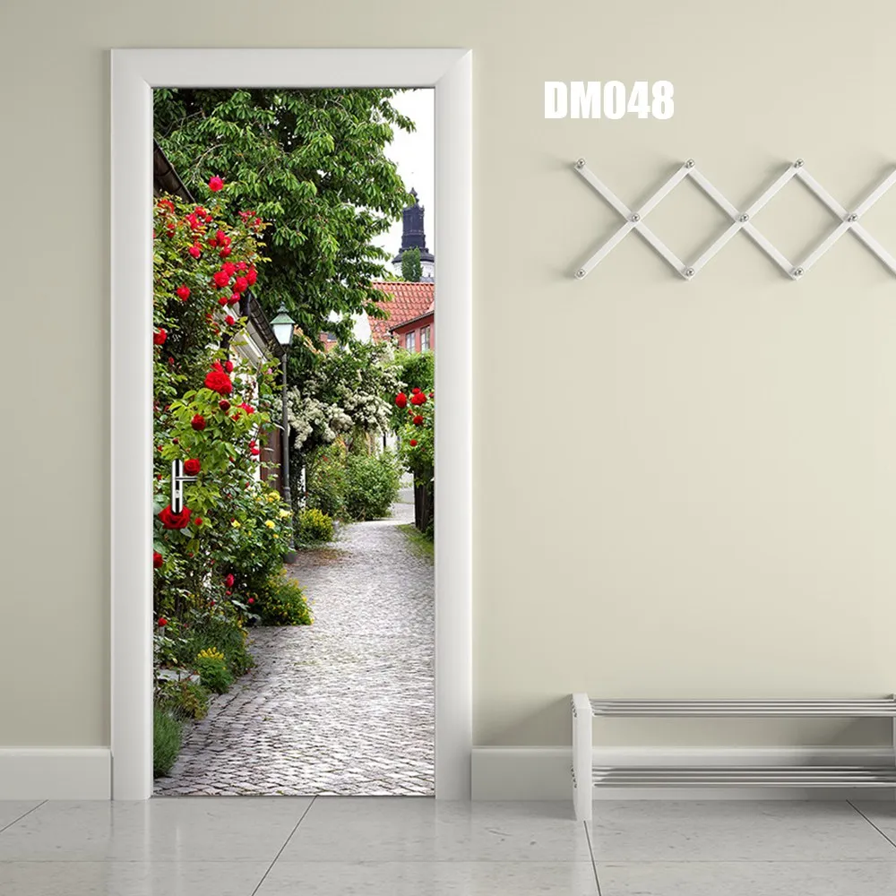 door stickers DM048 Деревянные двери ремонт 3D стикер стены ПВХ съемные обои на дверь Свирепый тигр выход Темный partternfor домашний декор DM030 - Цвет: door stickers DM048