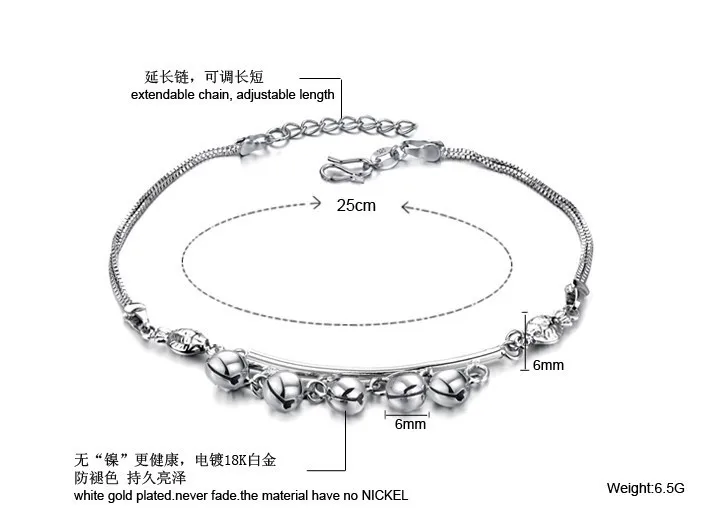 Модные летние милые мини колокольчики индийский ножной браслет Argent 925 цепочка на ногу, 925 Серебряные ножные браслеты для женщин ювелирные изделия для ног