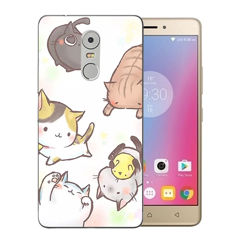 5 дюймов для Lenovo K6 Note чехлы силиконовый чехол Vibe задняя крышка матовая удача кошка