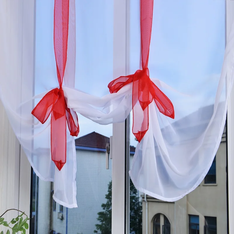 Занавеска из красной ленты римские волнистые шторы тюль для гостиной