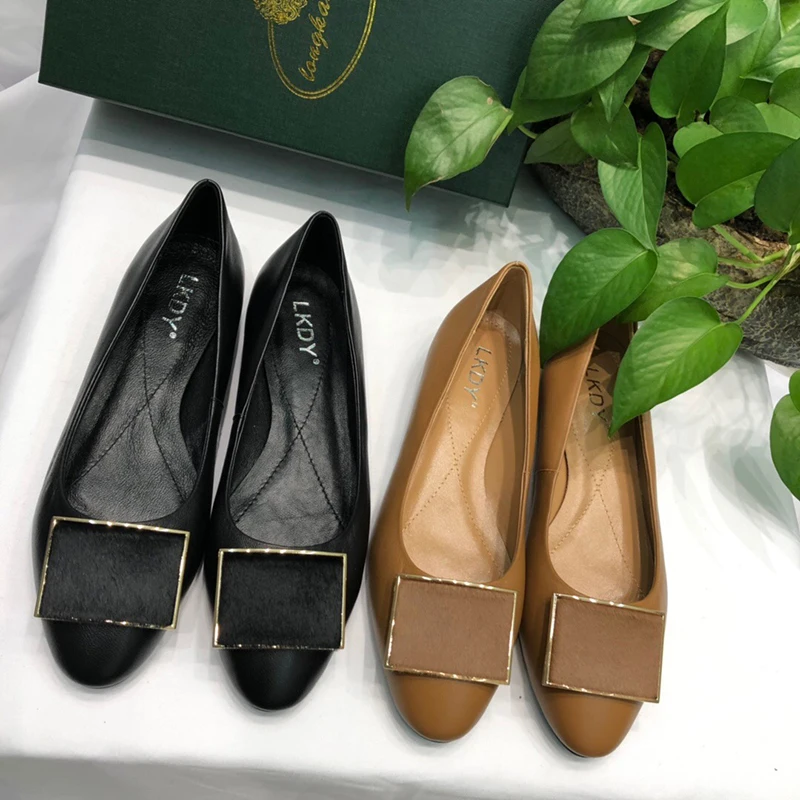 Женские туфли из натуральной кожи LKDY повседневные на плоской подошве с