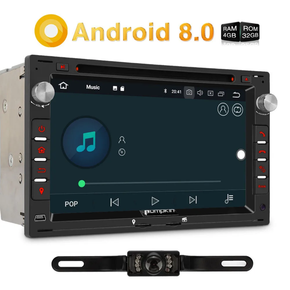 Тыква 2 Din 7 ''Android 8 0 автомобильный dvd плеер GPS навигация Qcta core стерео для VW/Jetta/Golf