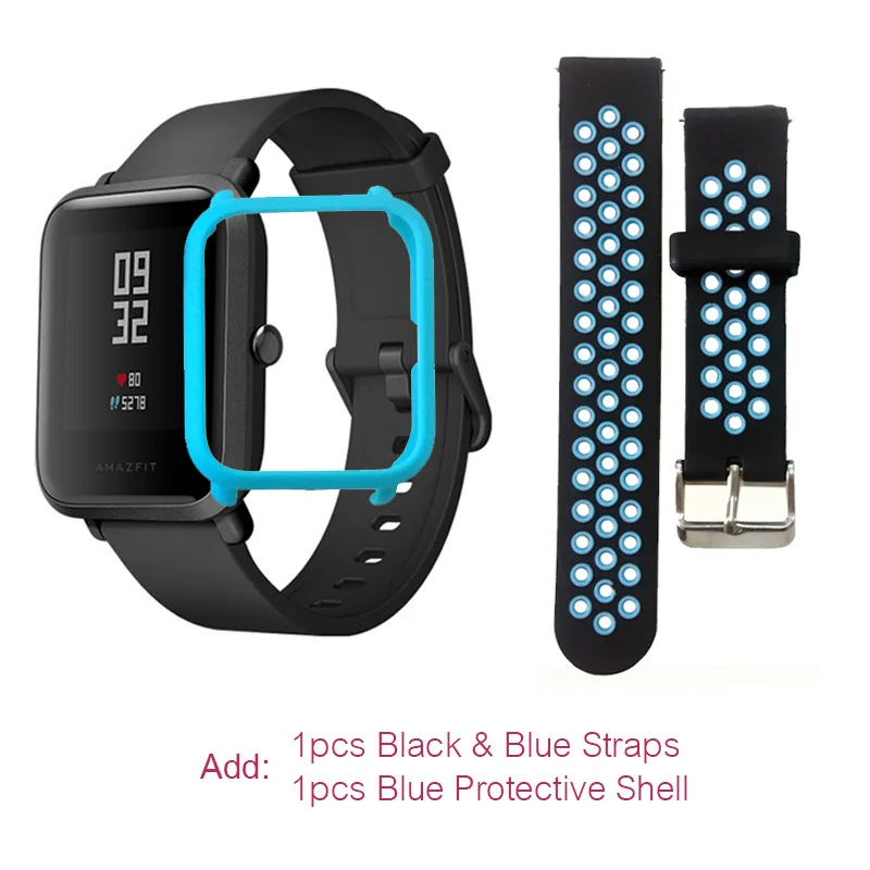 Bip-blue-blue-film. Huami Смарт-часы, Huami Amazfit Bip Молодежные Смарт-часы, Bluetooth 4,0 gps монитор сердечного ритма 45 дней в режиме ожидания IP68 - Цвет: Bip-blue-blue-film.