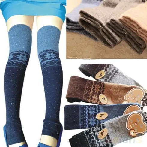 Hot Women Snowflake Thigh High Leg Warmers Socks Winter Over Knee Boot Cuff 8NEX | Женская одежда